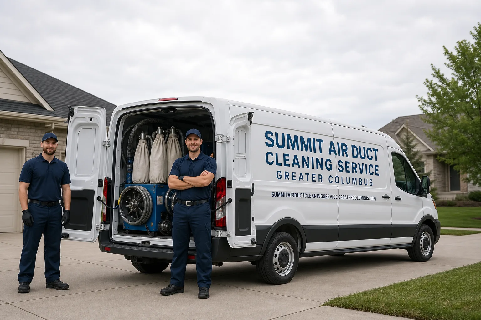 Summit Air Duct Cleaning Service Greater Columbus service vehicle and crew in Columbus, OH